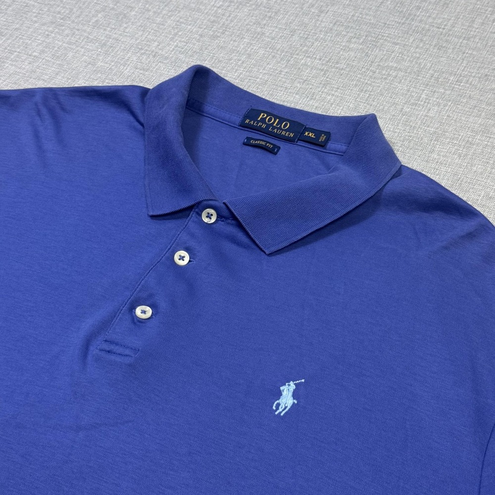 Polo Ralph Lauren Polo Shirt Mens 2XL Blue Classic Fit 100% Cotton Jersey
